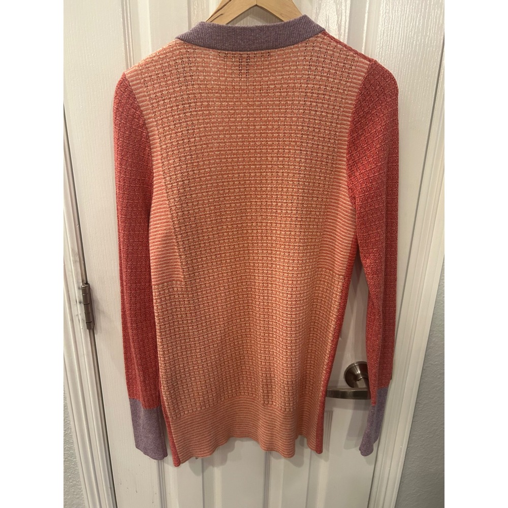 Marc by Marc Jacobs Colorblock Waffle Knit Cardigan Sweater Orange Purple Mens M - Picture 6 of 8